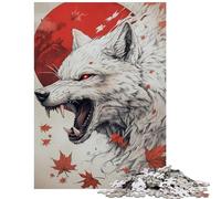 Puzzle 1000 pièces Loup aux Yeux Rouges Puzzle Artistique pour Adolescents idéal pour Un Anniversaire Noël ou Tout Autre Cadeau Unique (38x26cm/1000 pièces)