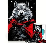 Puzzle 1000 pièces Loup Blanc à Cape Rouge pour Adultes Jeu de mémoire Amusant Découpe Nette Pièces Robustes Cadeau Unique pour soulager Le Stress (50x75cm)