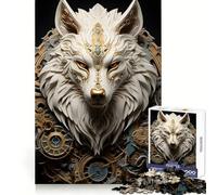 Puzzle 1000 pièces Loup Blanc en céramique Pensée Claire, Distraction Douce, Bords précis, Cadeau Symbolique (38x26cm)