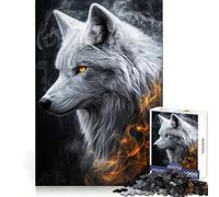 Puzzle 1000 pièces Loup Blanc et feu Pensée Claire, Distraction Douce, Bords précis, Cadeau Symbolique (50x75cm)
