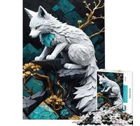 Puzzle 1000 pièces Loup Blanc Kintsugi Difficile et Stimulant Cadeau pour Femmes Jeu Amusant à partir de 14 Ans 38x26cm