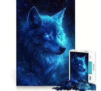 Puzzle 1000 pièces Loup Bleu Étoiles Jeu d'assemblage précis et Amusant,activité cérébrale Intelligente,Divertissement Relaxant,Cadeau d'anniversaire (50x75cm)