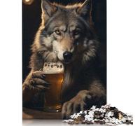 Puzzle 1000 pièces Loup Buvant Une Pinte de bière Puzzles pour Adultes Renforcer Les Relations Entre Les Membres de la Famille 1000 pièces (75 x 50 cm)