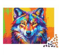 Puzzle 1000 pièces Loup coloré pour Adultes en Paper Décoration Murale Puzzle Motif Loup Défi cognitif 70x50cm/1000pcs