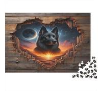 Puzzle 1000 pièces Loup Cosmique pour Adultes Papier Éducatif Loup Galaxie Décoration Murale Relaxation 38x26cm/1000pcs