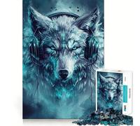 Puzzle 1000 pièces Loup Cyberpunk Néon pour Adolescents Jeu de mémoire et de Concentration Qualité Professionnelle Activité de Groupe relaxante en intérieur (50x75cm)