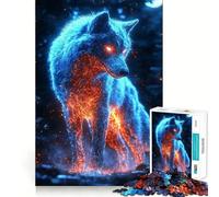 Puzzle 1000 pièces Loup Cyberpunk Néon pour Adultes Développe la Mémoire Moments de Paix Design Assemblage Cadeau Premium (50x75cm)