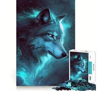 Puzzle 1000 pièces Loup dans l'espace Galaxie Adultes Jeu de réflexion et d'exercice Ajustement Parfait Activité de Partage et de complicité pour Les Proches (50x75cm)