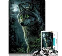 Puzzle 1000 pièces Loup de Minuit pour Adolescent, Jeu Stimulant, idéal comme Cadeau pour Toute la Famille (Taille 38x26cm)
