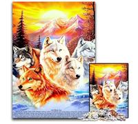 Puzzle 1000 pièces Loup des neiges Puzzles en Bois Soulagement du Stress Séjour Passe-Temps, Une œuvre d'art pour et 14 Ans 50X75CM