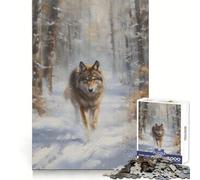 Puzzle 1000 pièces Loup d'hiver à l'approche de la pensée Claire Distraction Douce Bords précis Cadeau significatif (38x52cm)