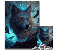 Puzzle 1000 pièces Loup Éclair Noir, Casse-tête Stimulant, Jeu pour Adultes, activité familiale Interactive 50x75cm/19,68x29,52 Pouces