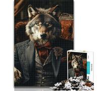 Puzzle 1000 pièces Loup en Costume, Puzzle 1000 pièces pour Adolescents, Jeu Stimulant et Jeu en Famille, Cadeaux du Père Noël Secret 50x75cm