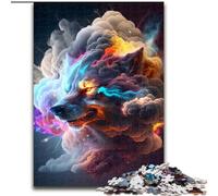Puzzle 1000 pièces Loup en fumée V, Puzzle en Bois, Casse-tête Stimulant pour Adolescents, Jeu interactif Familial 1000 pièces(50x75cm)
