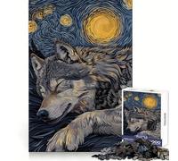 Puzzle 1000 pièces Loup endormi la Nuit étoilée pour Adultes, Anti-Stress, découpe précise, Cadeau du Père Noël 50x75cm