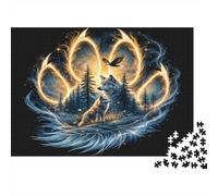 Puzzle 1000 Pièces Loup Forêt Lumineux Papier pour Adultes Développement Cognitif Thème Loup Nuit Jeu Éducatif Décompression Décoration Murale 38x26cm/1000pcs