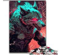 Puzzle 1000 pièces Loup Guerrier en Carton, Casse-tête Stimulant pour Adolescents, soirée de Jeux en Famille Amusante 1000 pièces(26x38cm)