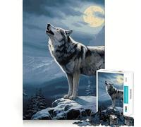 Puzzle 1000 pièces Loup Hurlant Jeu cognitif Amusant Pièces Robustes et découpées avec précision Exercice Mental Calme à Faire à la Maison (50x75cm)
