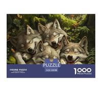 Puzzle 1000 pièces Loup, Jeu éducatif et décompression - Meute de Loups au Repos dans la forêt pour Adultes, décoration Murale 52x38cm