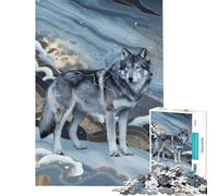 Puzzle 1000 pièces Loup Kintsugi dans la Toundra glacée Activités Amusantes à la Maison décoration Artistique Jouet pour Les 14 Ans et Plus (38x26cm)