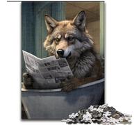 Puzzle 1000 pièces Loup lisant Un Journal. Puzzle 1000 pièces pour Adultes, idéal pour Les Anniversaires, Les fêtes et Les Occasions spéciales (Taille 26x38cm).