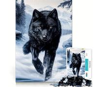 Puzzle 1000 pièces Loup Noir dans Un Paysage d'hiver Découpe Impeccable Jeu de réflexion Amusant et Stimulant,Divertissement idéal pour Les Moments de détente,Cadeau Artistique de Noël (50x75cm)