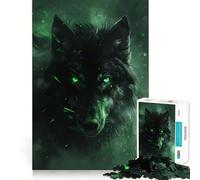 Puzzle 1000 pièces Loup Noir Gardien Découpe Impeccable Amusant,Jeu de réflexion,Divertissement,Cadeau Artistique de Noël (38x52cm)