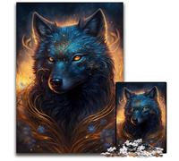 Puzzle 1000 pièces Loup Noir, Puzzle Stimulant pour Adolescents et Interaction familiale, 26x38cm/10,23x14,96 Pouces