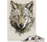 Puzzle 1000 pièces Loup Peinture Vintage Puzzle Adultes Difficulté Puzzle Jeux Relaxants Jouet Cadeau Halloween 1000pcs (38x26cm)