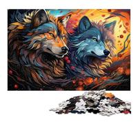 Puzzle 1000 pièces Loup psychédélique coloré pour Adultes Jeu éducatif défi Cadeau du Père Noël Secret 1000 pièces (38 x 26 cm)