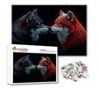 Puzzle 1000 Pièces Loup, Puzzle Animal 75 x 50 cm, Adulte Bricolage Jouet en Bois, Jeu D'Intelligence Familiales Exigeantes avec Emballage de Boîte Exquis, Home Décoration Murale, Cadeaux Femme K-7