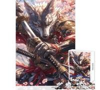 Puzzle 1000 pièces Loup Samouraï Guerrier Casse-tête Jeu Activités Familiales Jouet Décoration Murale Collection d'Artistes Beaux-Arts (38x52cm)
