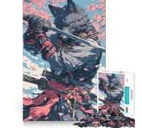 Puzzle 1000 pièces Loup samouraï sous Les cerisiers en Fleurs pour Adultes, idéal pour développer Son Cerveau, soulager Le Stress et créer Une décoration Murale aux Bords précis (38x26cm)