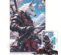Puzzle 1000 pièces Loup Samouraï sous Sakura pour Adultes Réfléchissez,entraînez-Vous,jouez ! Assemblage serré,Aucune pièce ne se détache Cadeau Unique pour soulager Le Stress (50x75cm)