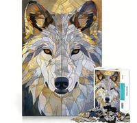 Puzzle 1000 pièces Loup Sauvage Or pour Adultes Réfléchissez,entraînez-Vous,jouez,Assemblage Solide,Aucune pièce ne se détache Cadeau Unique pour soulager Le Stress (50x75cm)