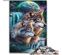Puzzle 1000 pièces Loup sous la Lune 50x75cm, idéal pour Les Amoureux, idéal pour Noël, Le Nouvel an ou la Saint-Valentin