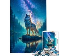 Puzzle 1000 pièces Loup sous Un Ciel étoilé Jeu Amusant et Stimulant pour l'intelligence pour Femmes et Hommes Amusant et Humoristique (Dimensions 50x75cm)