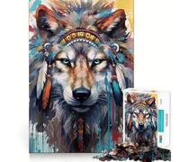 Puzzle 1000 pièces Loup Spirituel Boho Jeu d'assemblage précis et Amusant,activité cérébrale Intelligente,Divertissement Relaxant,Cadeau d'anniversaire (38x52cm)