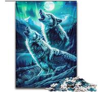 Puzzle 1000 pièces Loups hurlants sur la Montagne pour Adultes et Adolescents, Interaction Parent-Enfant intéressante pour réduire Le Stress (50x75cm)