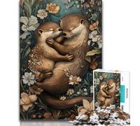 Puzzle 1000 pièces Loutre Animal pour Adultes et Adolescents, Jeu Stimulant et Familial avec des pièces de Formes aléatoires entièrement emboîtables (75x50cm)