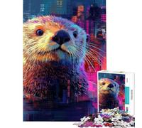 Puzzle 1000 pièces Loutre Côtière Glitch Puzzle pour Adultes pour Le Plaisir en Famille Difficile et Stimulant Jouet éducatif (Taille 50x75cm)