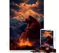 Puzzle 1000 pièces Lueurs Autour du feu de Camp avec l'ours pour Adultes, Stimulant la mémoire et la détente, (38x26cm)
