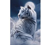 Puzzle 1000 Pieces Lune Animal Tigre, Jeu éducatif Défi Jouets Stimule Concentration et Imagination, Puzzle Adulte 1000 Pièces 75 x 50 cm