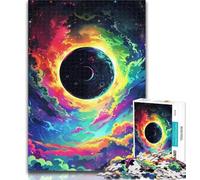 Puzzle 1000 pièces Lune Arc-en-Ciel Espace coloré Puzzles 1000 pièces pour Adultes Cadeaux, Soulagement du Stress Défi Difficile Améliorer l'amour Entre Les Couples 50x75cm