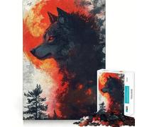 Puzzle 1000 pièces Lune de Sang de Loup pour Adultes,Jeu Stimulant l'esprit,découpe Laser pour Un Assemblage Parfait,activité Amusante en Famille Le Soir (50x75cm)