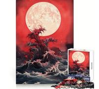 Puzzle 1000 pièces Lune de Sang et Vue sur l'océan pour Adultes stimulez Votre Esprit, apaisez-Vous et amusez-Vous ! Bords réguliers (38x26cm)