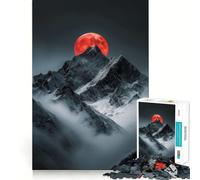 Puzzle 1000 pièces Lune de Sang Montagnes enneigées Découpe précise,défi Intelligent et Amusant,Divertissement et décoration de Noël (50x75cm)