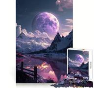 Puzzle 1000 pièces Lune Violette sur Les Montagnes pour Adolescents, idéal pour renforcer Les Souvenirs et favoriser des Moments de Paix Qualité supérieure, Cadeau Classique (50x75cm)