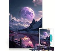 Puzzle 1000 pièces Lune Violette sur Les Montagnes pour Adolescents, idéal pour renforcer Les Souvenirs et favoriser des Moments de Paix Qualité supérieure, Cadeau Classique (50x75cm)