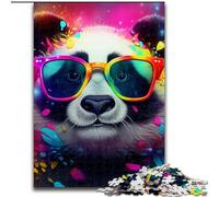 Puzzle 1000 pièces Lunettes néon Panda Puzzles 50x75cm Activités Amusantes à la Maison, Cadeaux d'anniversaire, Cadeaux de Voyage